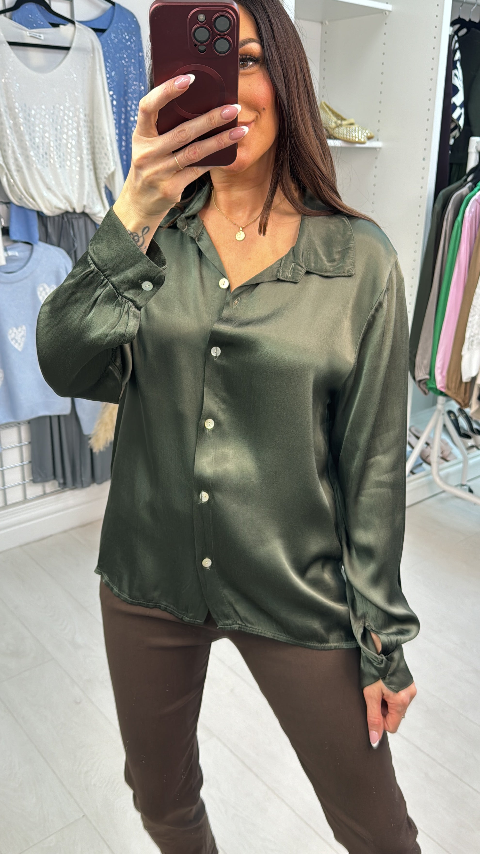 Parnelia Plain Satin Fitted Shirt