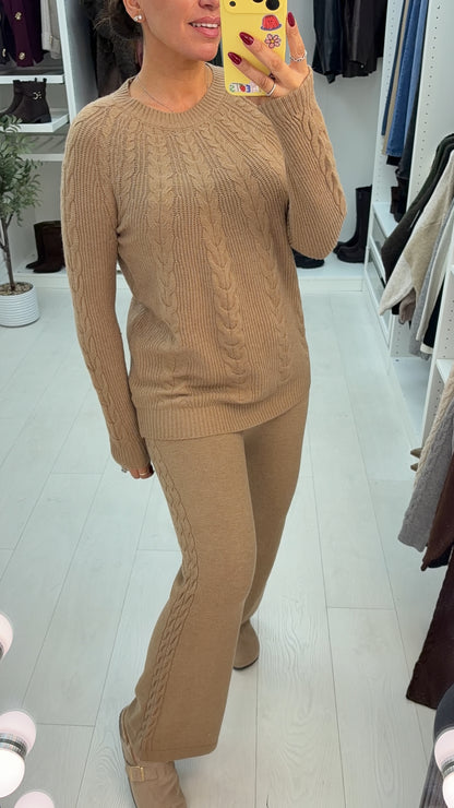 Cameron Plain Cable Knit Loungewear Set