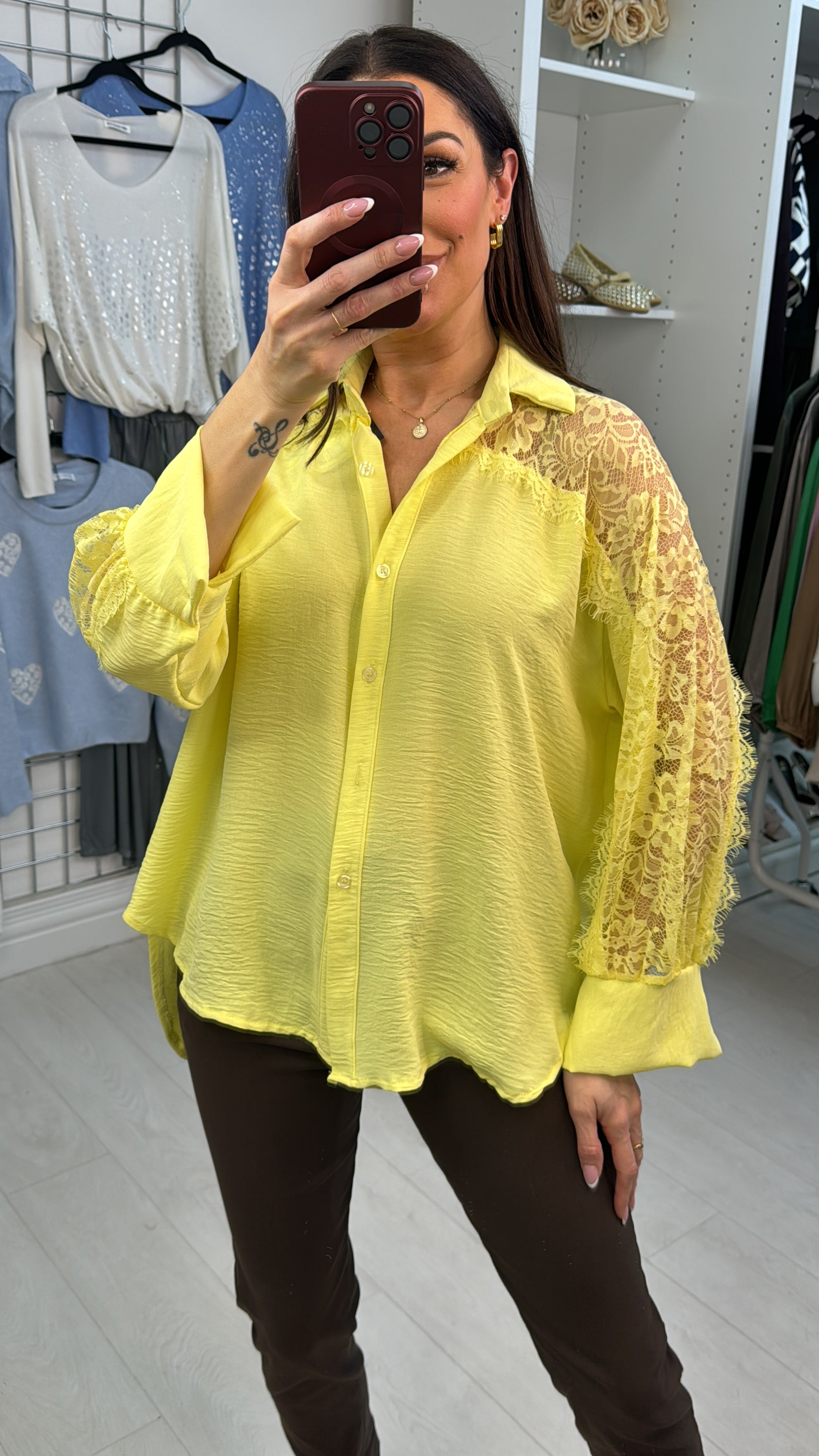 Trudie Plain Lace Detailed Relaxed Fit Shirt