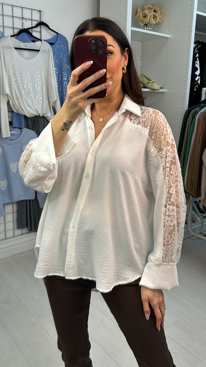 Trudie Plain Lace Detailed Relaxed Fit Shirt