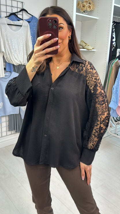 Trudie Plain Lace Detailed Relaxed Fit Shirt