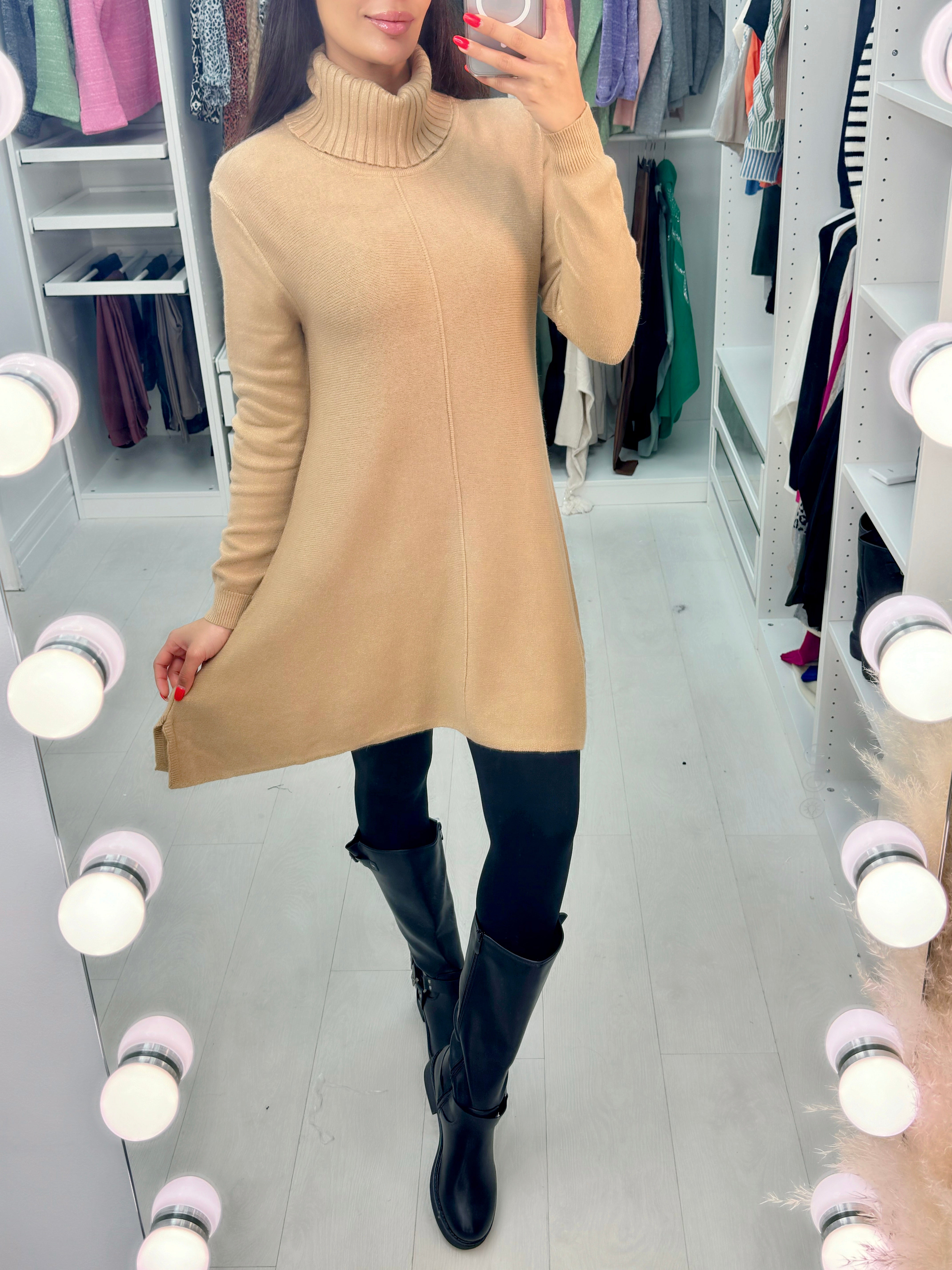 Shane Roll Neck Curved Hem Tunic