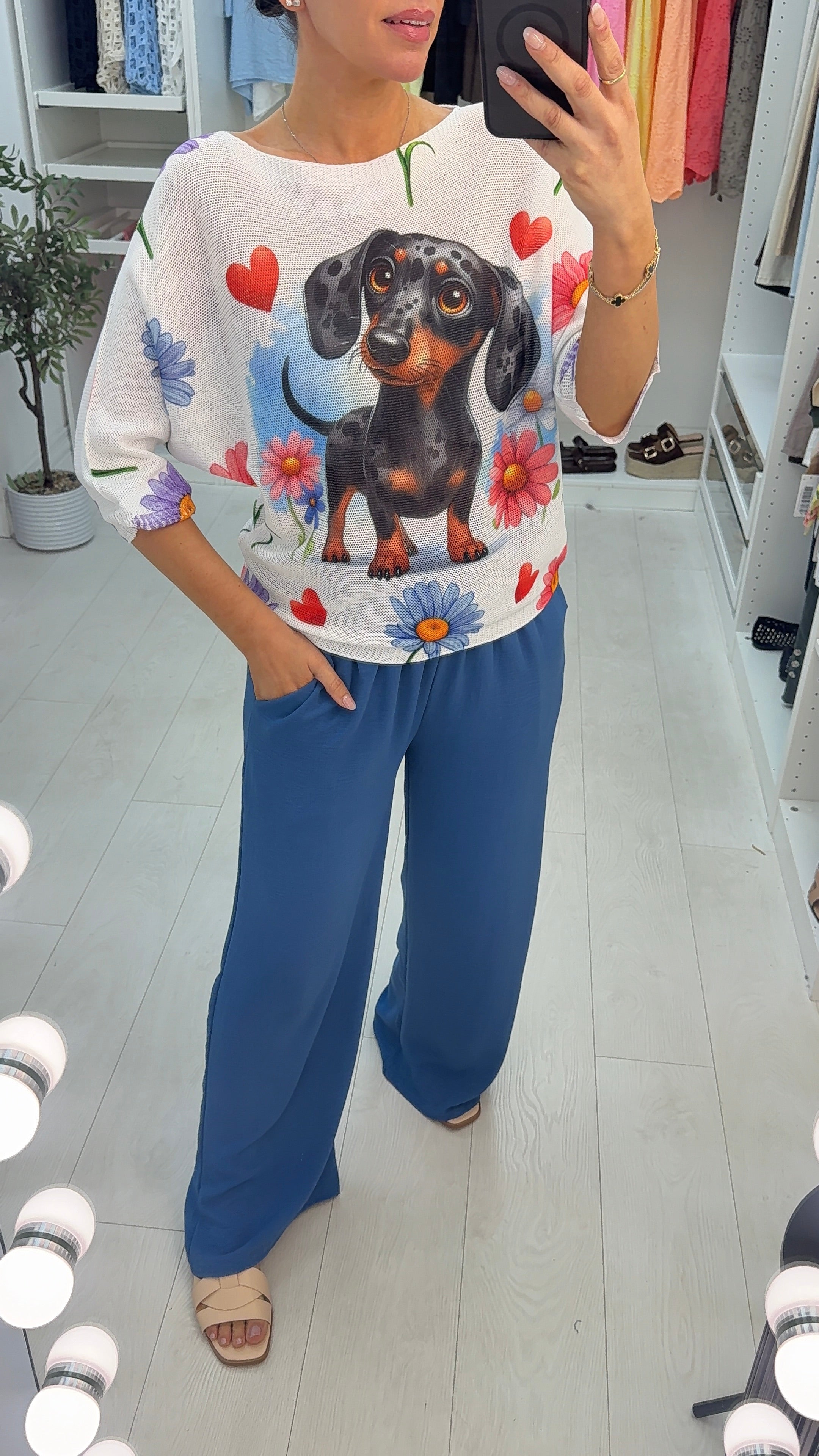 Nelly Dog Print Batwing Top