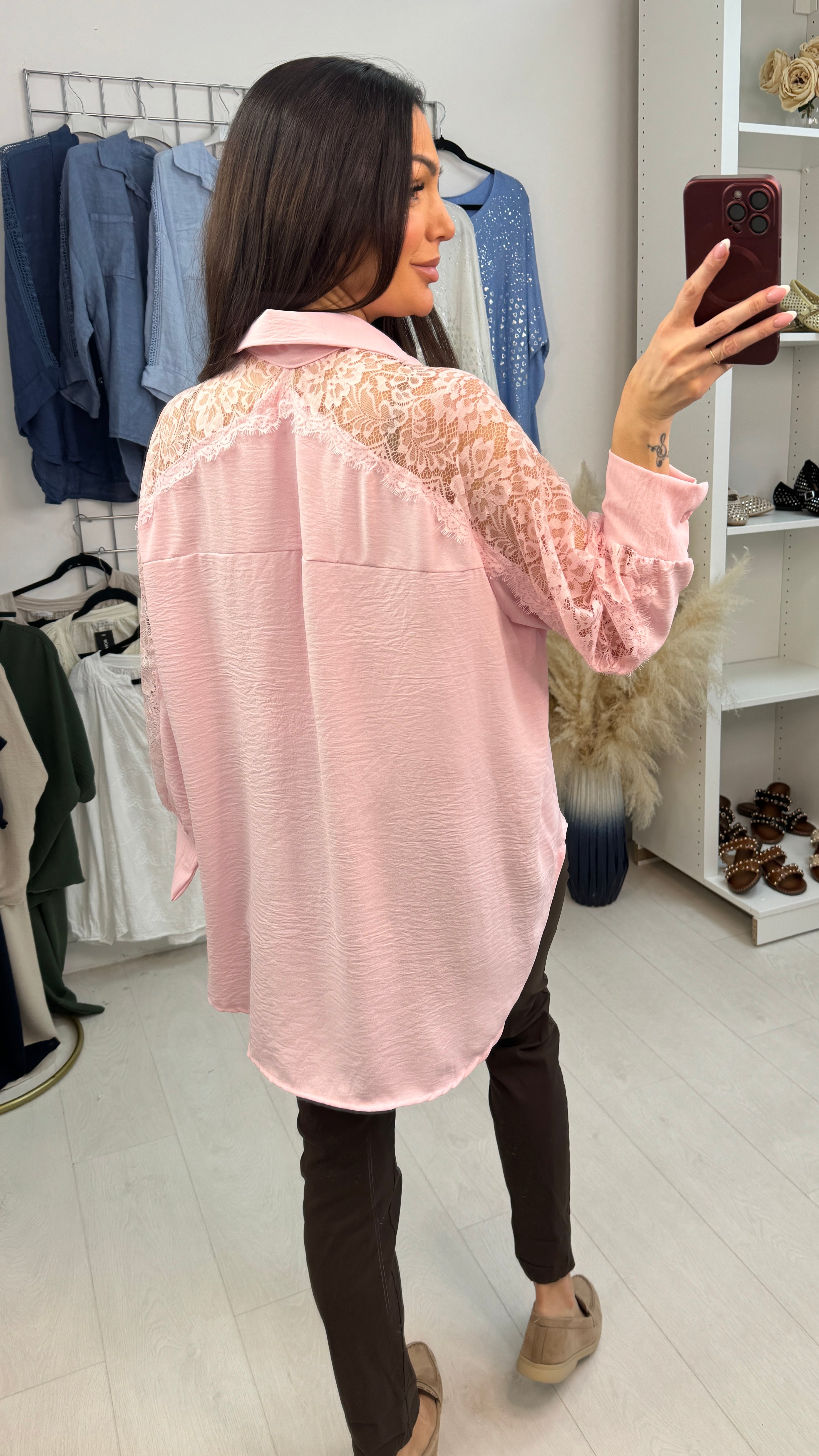 Trudie Plain Lace Detailed Relaxed Fit Shirt