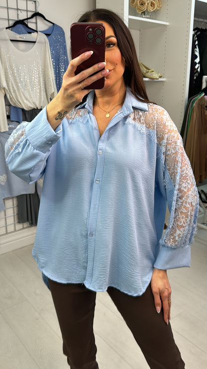 Trudie Plain Lace Detailed Relaxed Fit Shirt