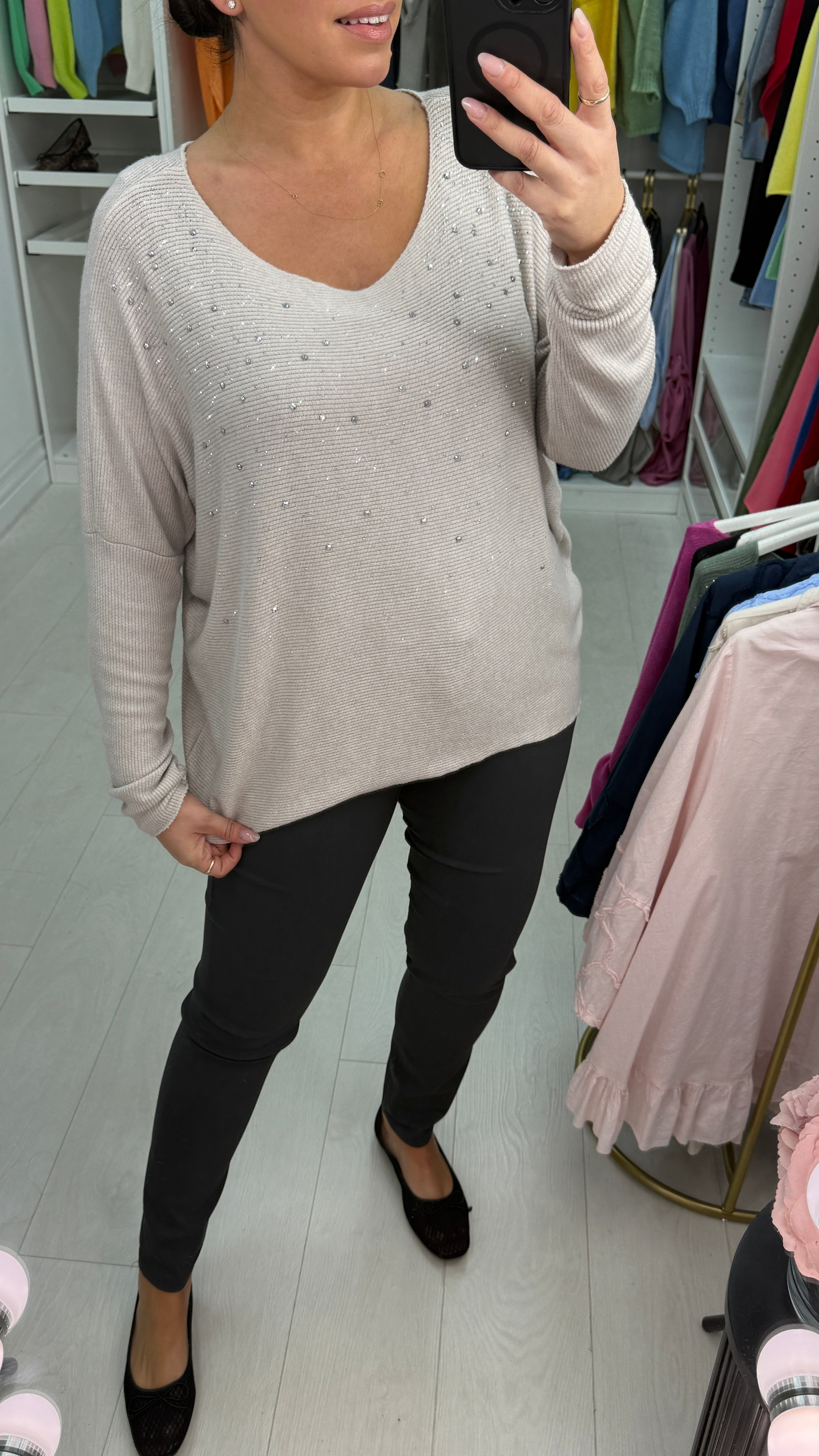 Susana Diamante Detailed Loose Fit Knit Top