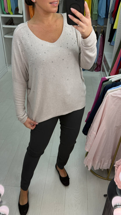 Susana Diamante Detailed Loose Fit Knit Top