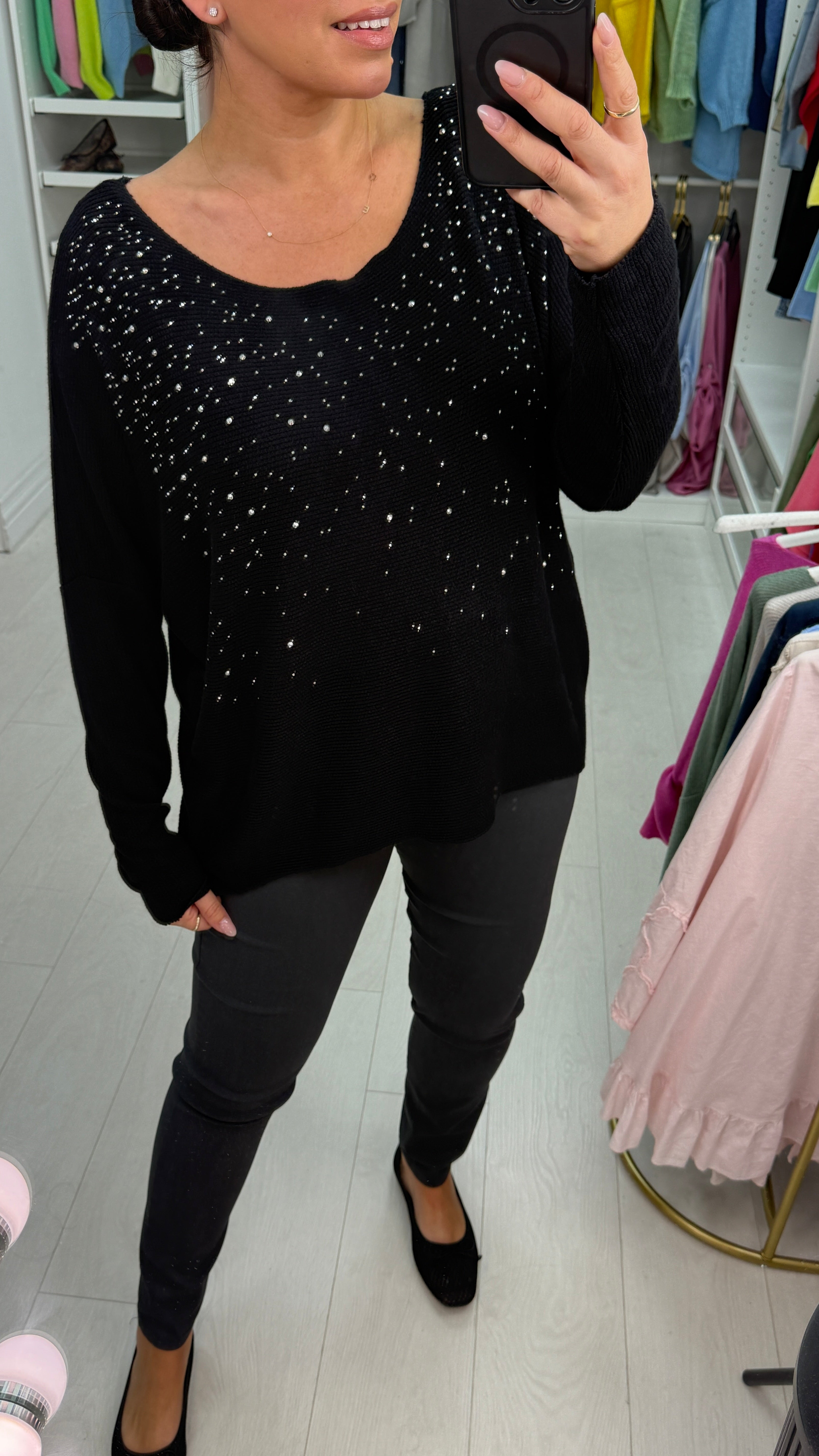 Susana Diamante Detailed Loose Fit Knit Top