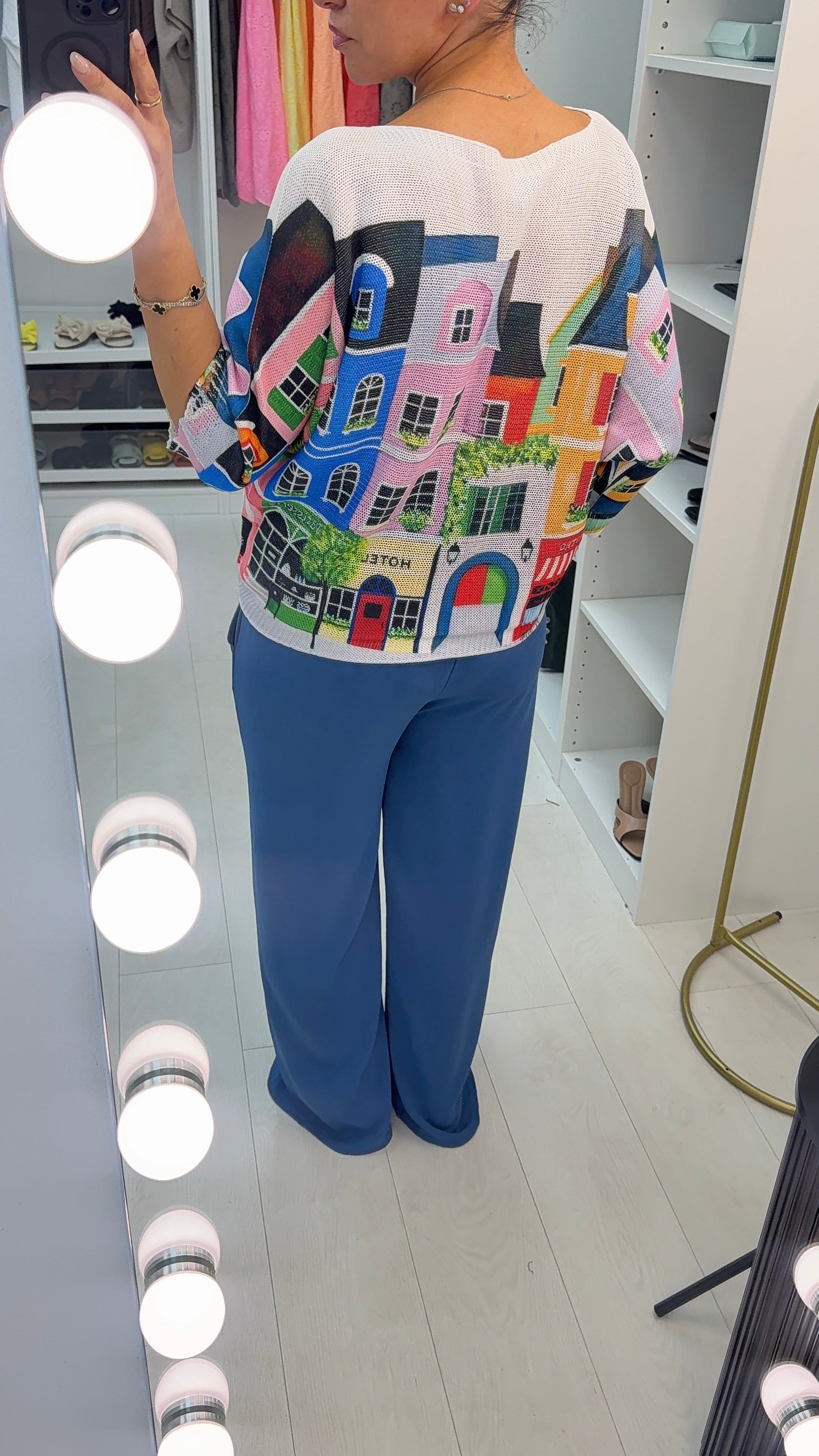 Oriana City Print Batwing Top