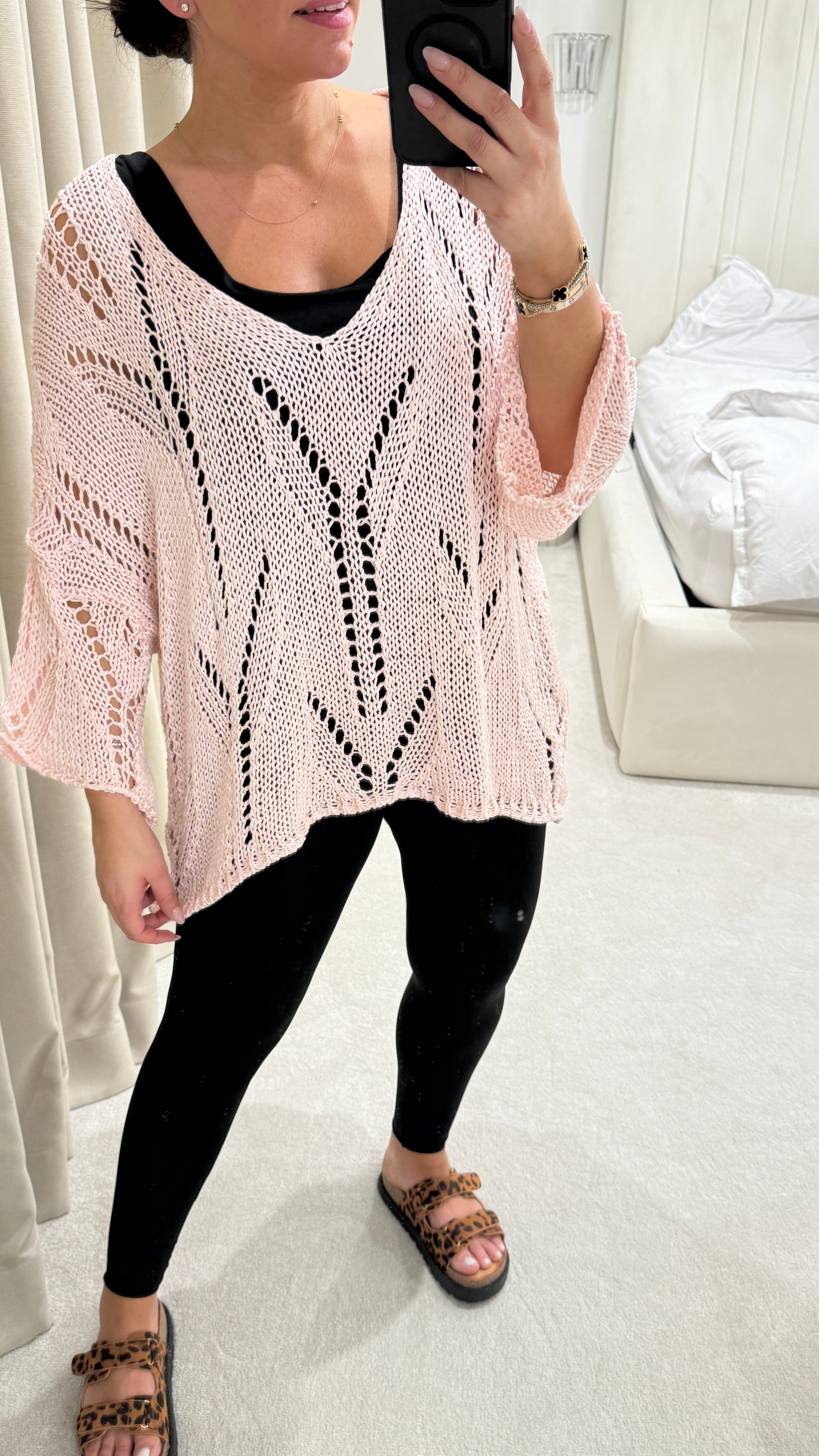 Sharna Loose Fit Crochet Longline Top