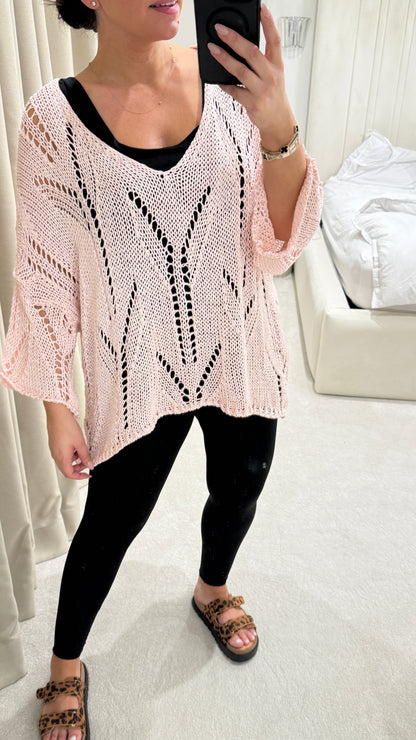 Sharna Loose Fit Crochet Longline Top