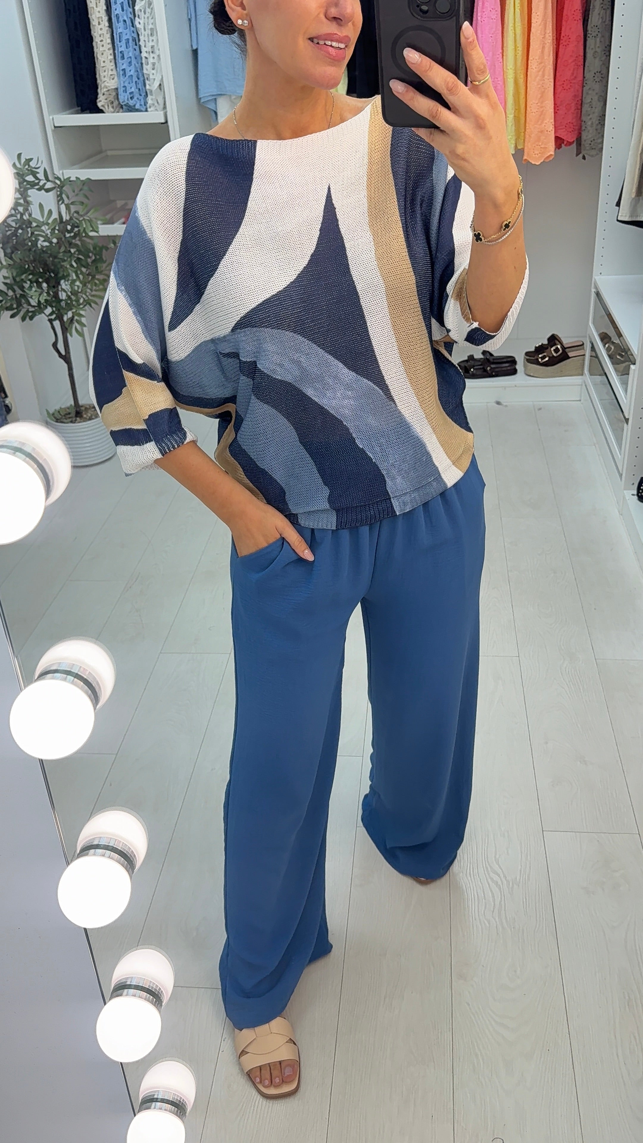 Posie Abstract Print Batwing Top