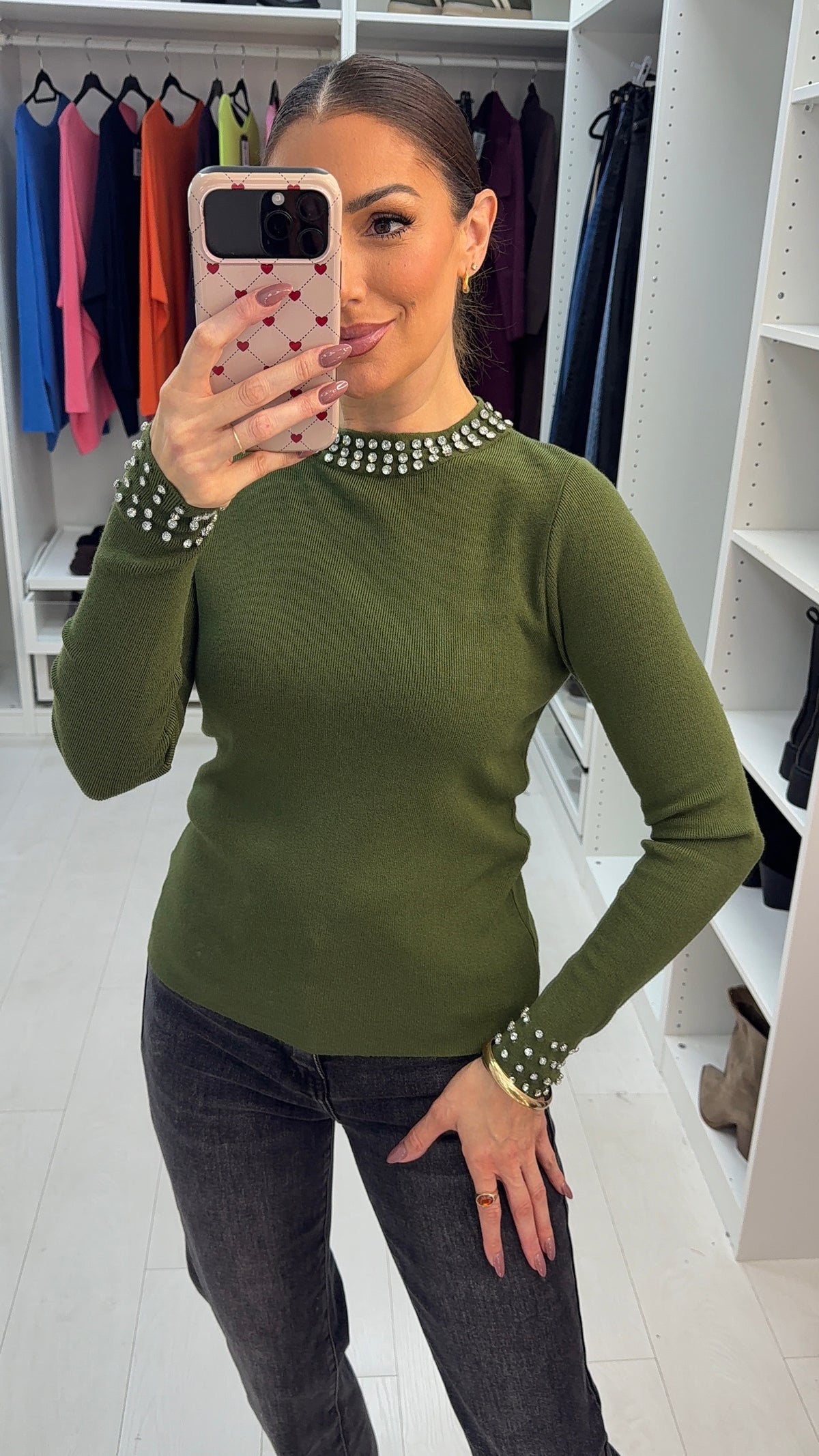 Ivette Embellished High Neck Jumper
