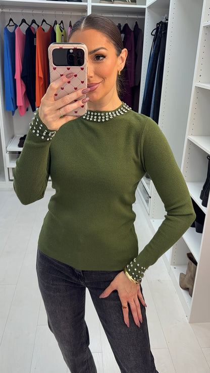 Ivette Embellished High Neck Jumper