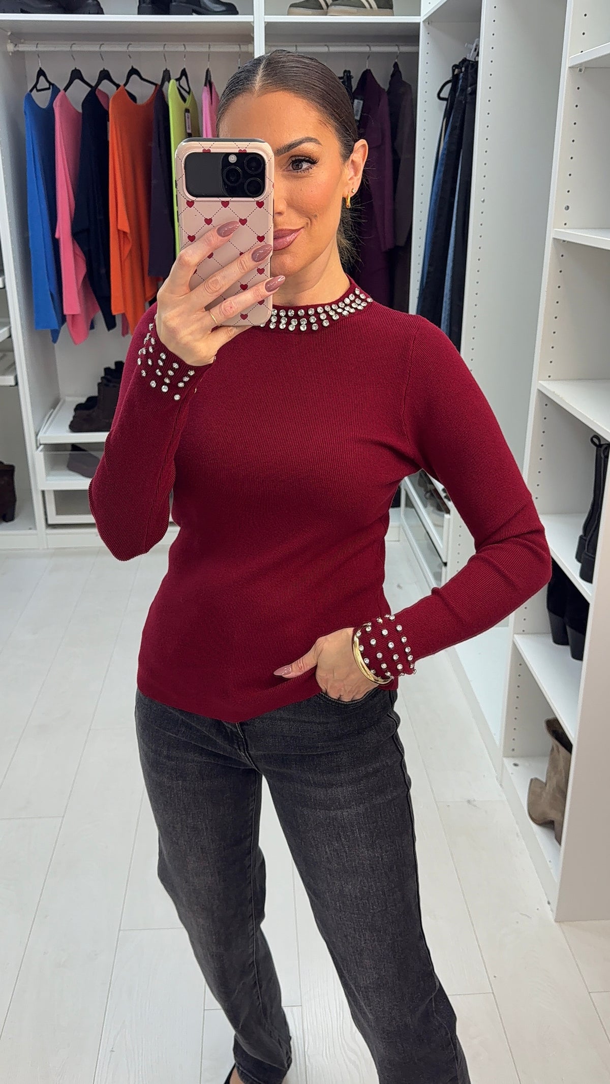 Ivette Embellished High Neck Jumper