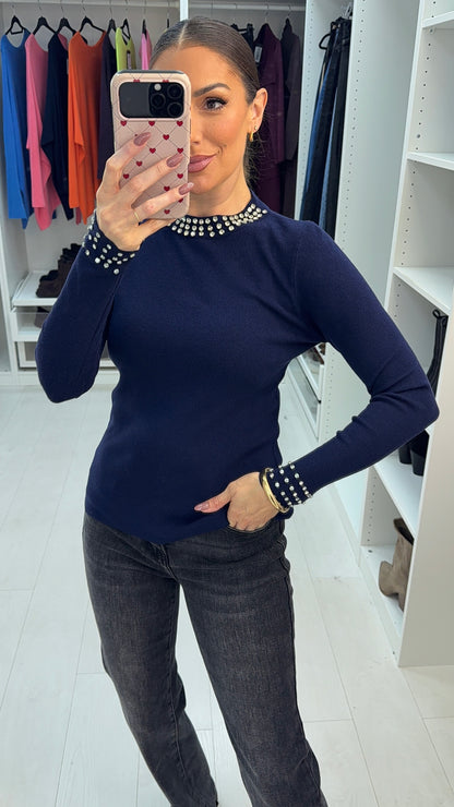 Ivette Embellished High Neck Jumper