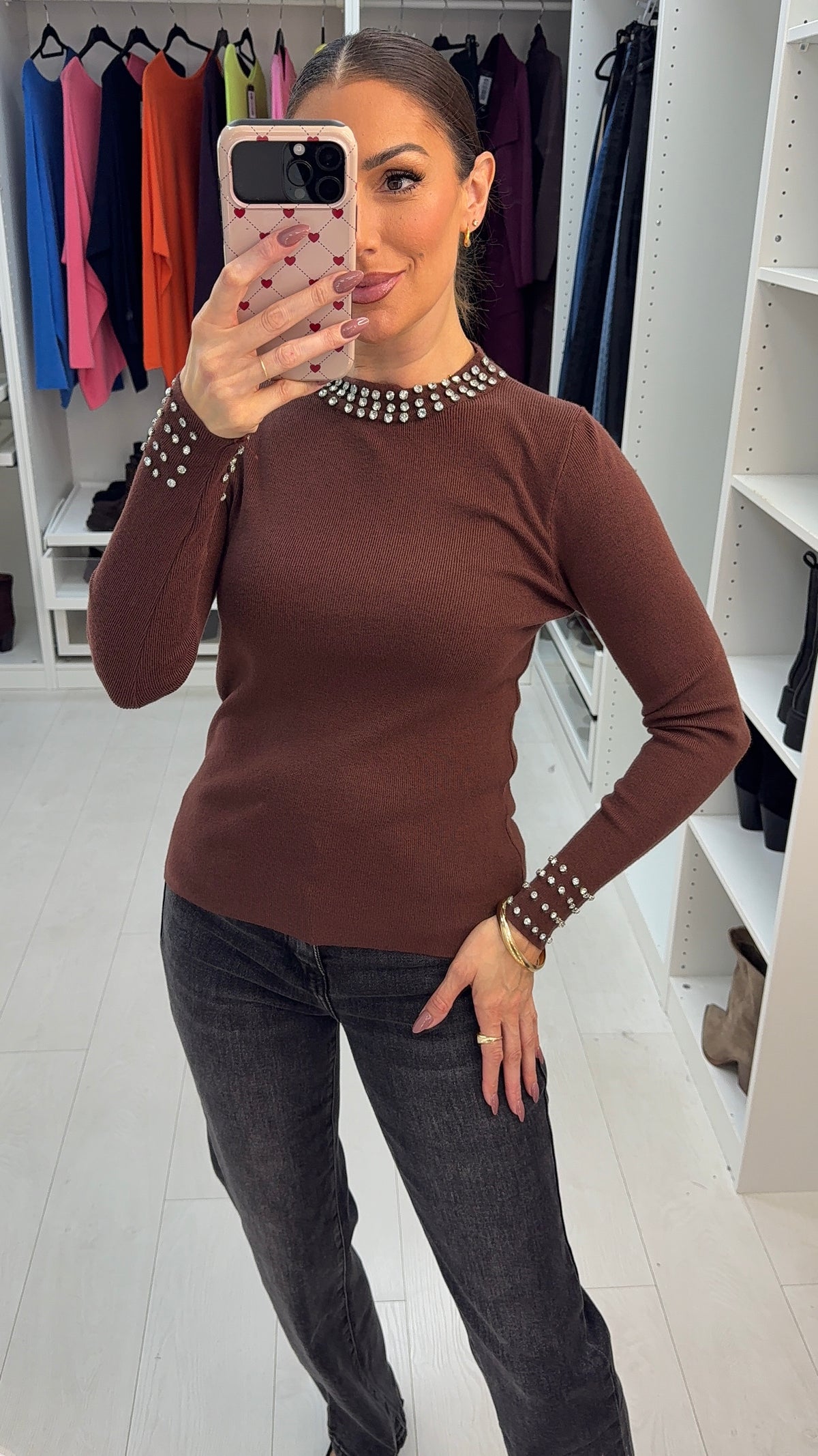 Ivette Embellished High Neck Jumper