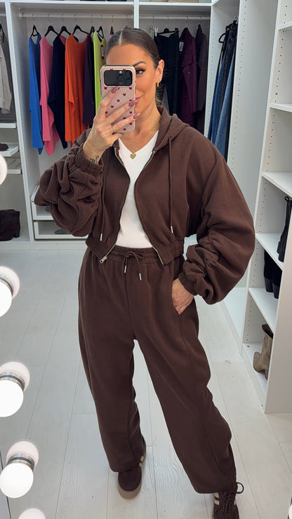 Gisela Plain Zip Front Hoodie Loungewear Set