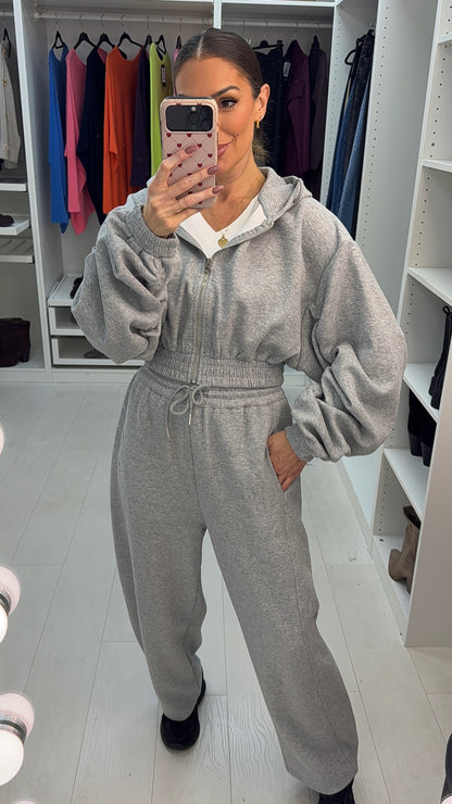 Gisela Plain Zip Front Hoodie Loungewear Set