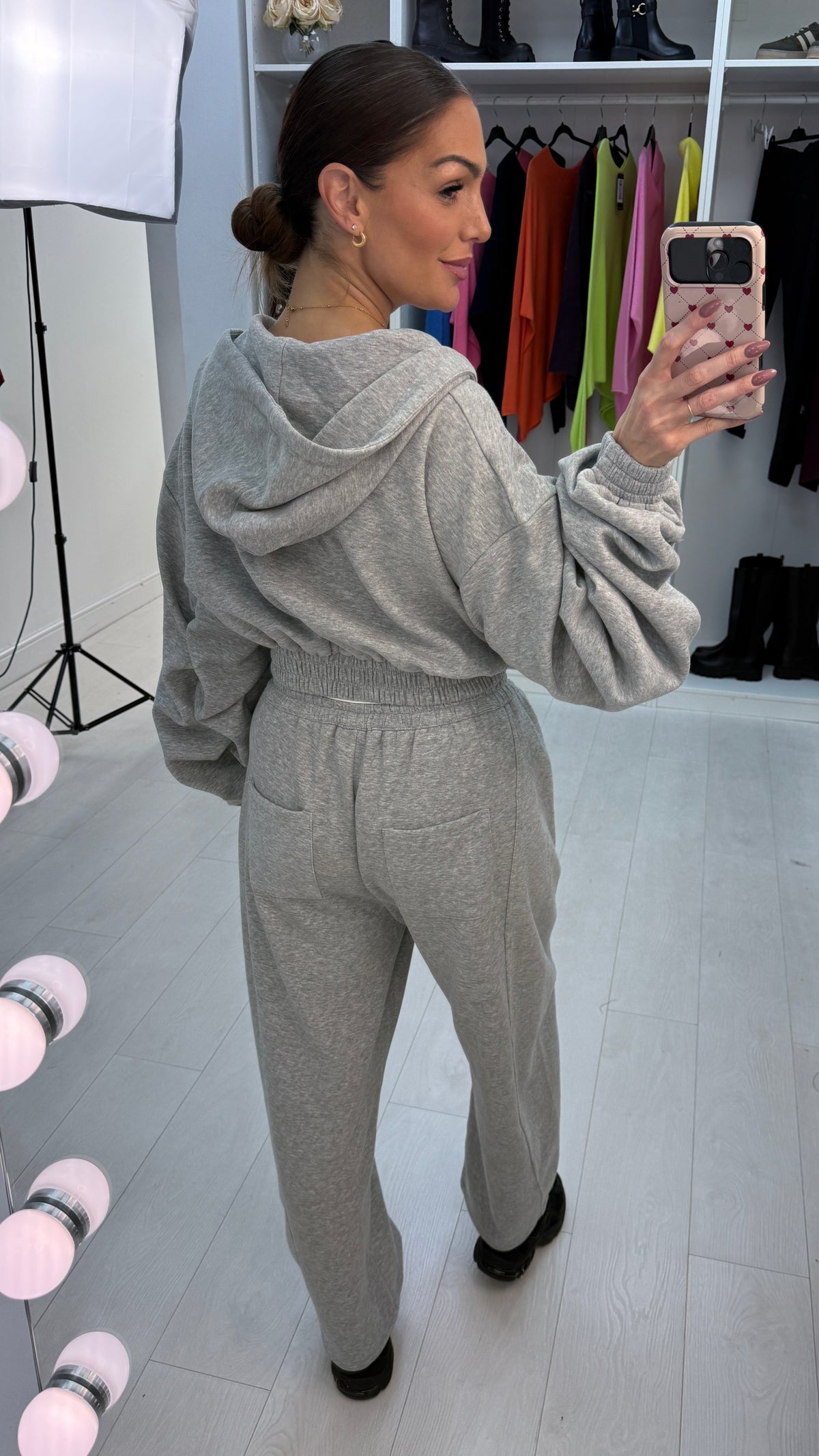 Gisela Plain Zip Front Hoodie Loungewear Set