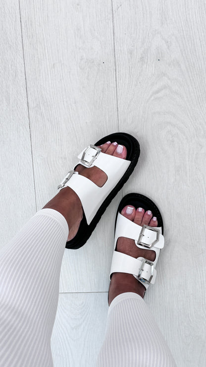 Lindo Double Buckle Platform Sliders