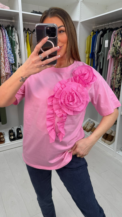 Kristen Ruffle Detail Plain T-shirt