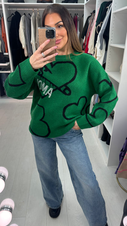Amelio Heart & 'Amour' Embellished Jumper