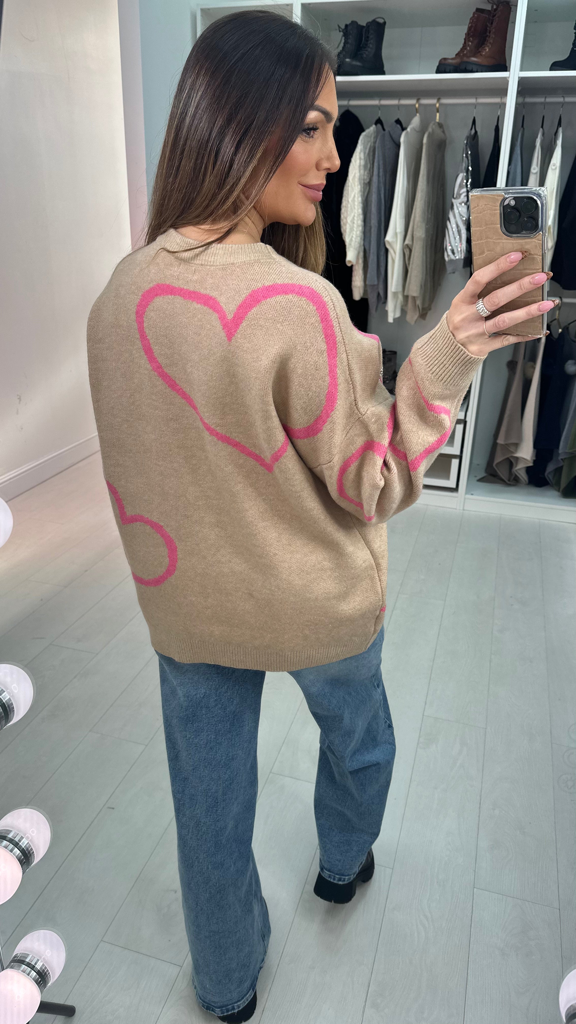 Amelio Heart & 'Amour' Embellished Jumper