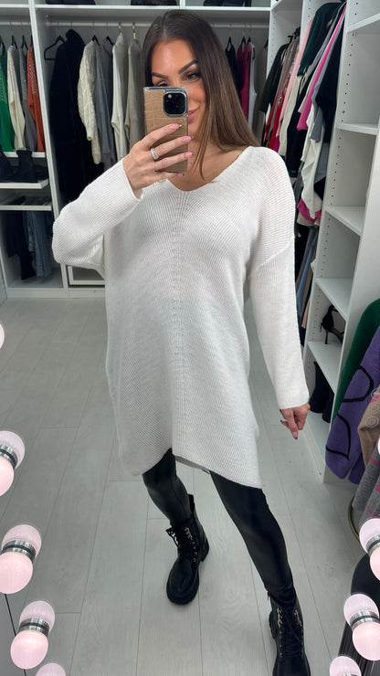 Mayah Plain V Neck Longline Jumper