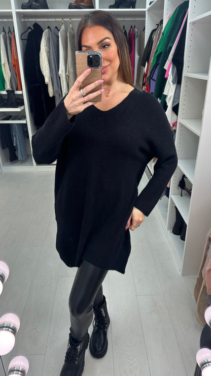 Mayah Plain V Neck Longline Jumper