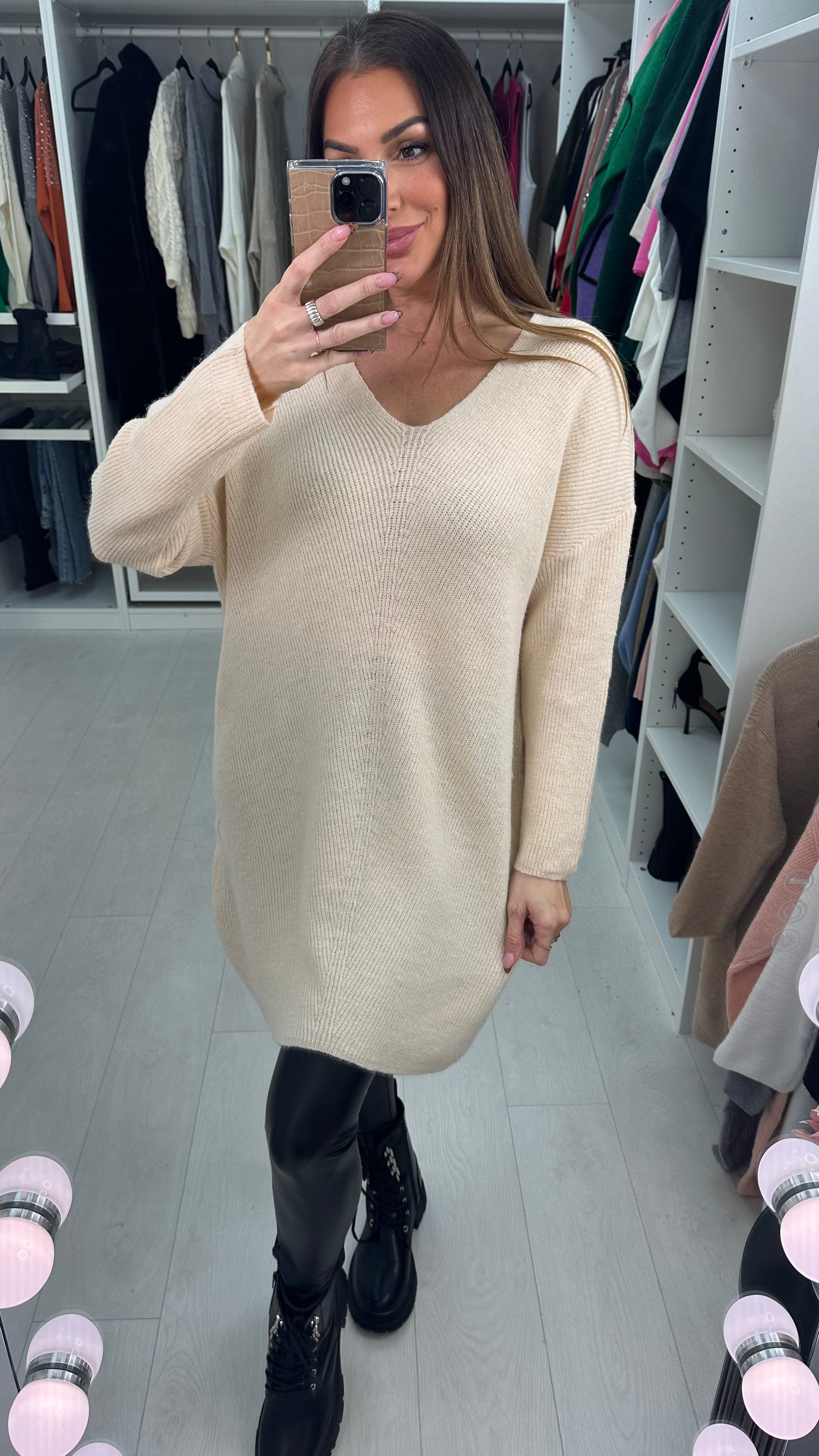 Mayah Plain V Neck Longline Jumper