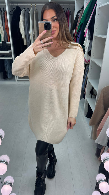 Mayah Plain V Neck Longline Jumper
