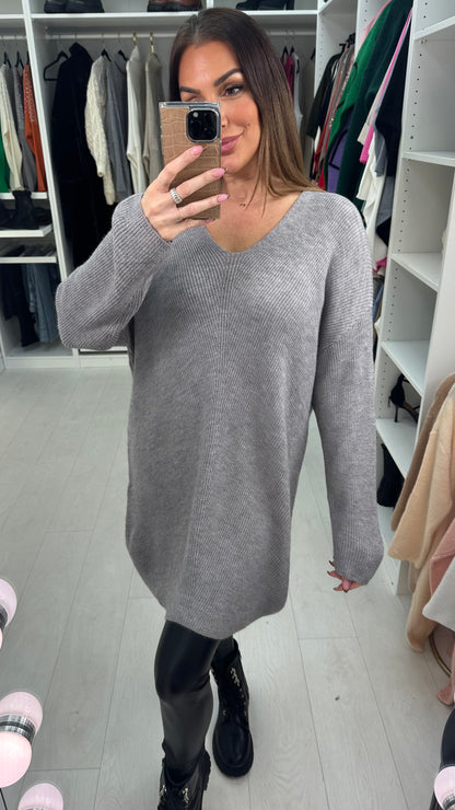 Mayah Plain V Neck Longline Jumper