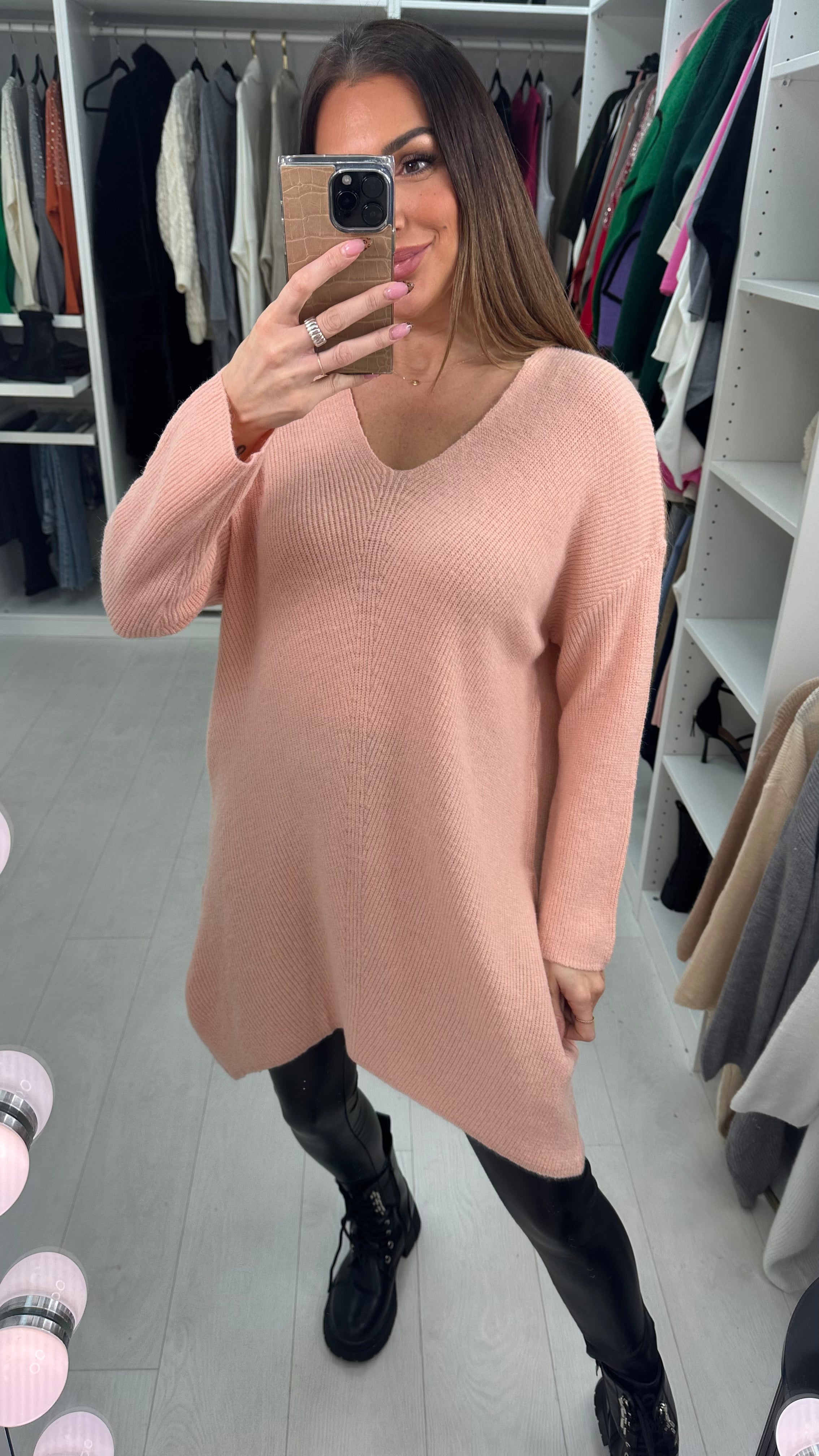 Mayah Plain V Neck Longline Jumper