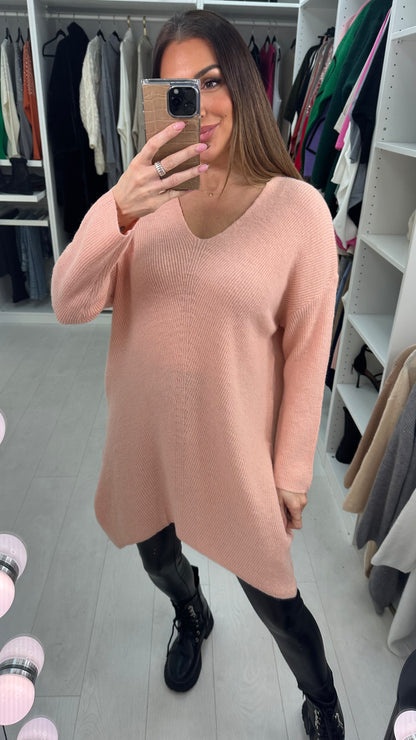 Mayah Plain V Neck Longline Jumper