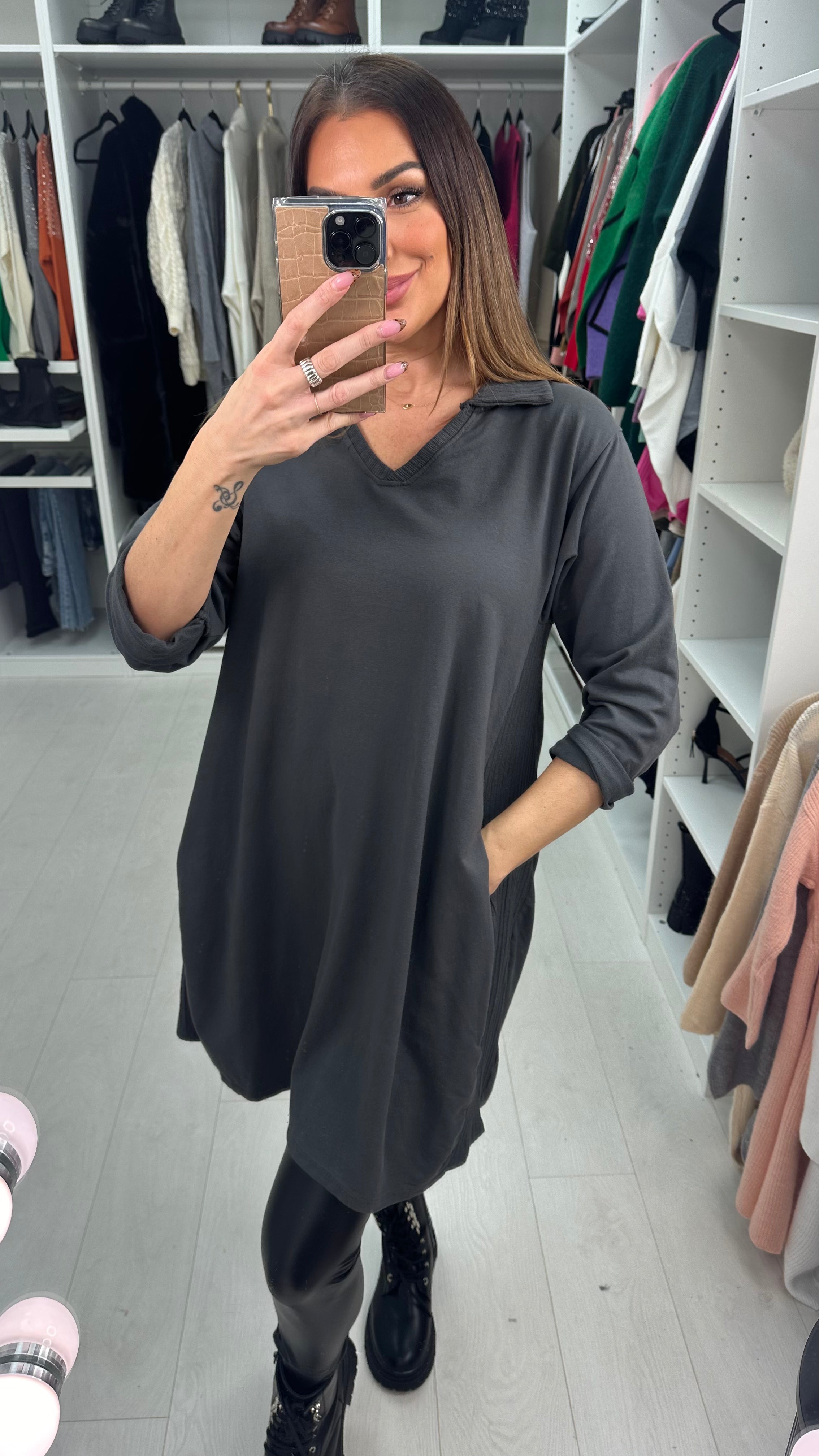 Flora Ribbed Detail Longline Sweatshirt