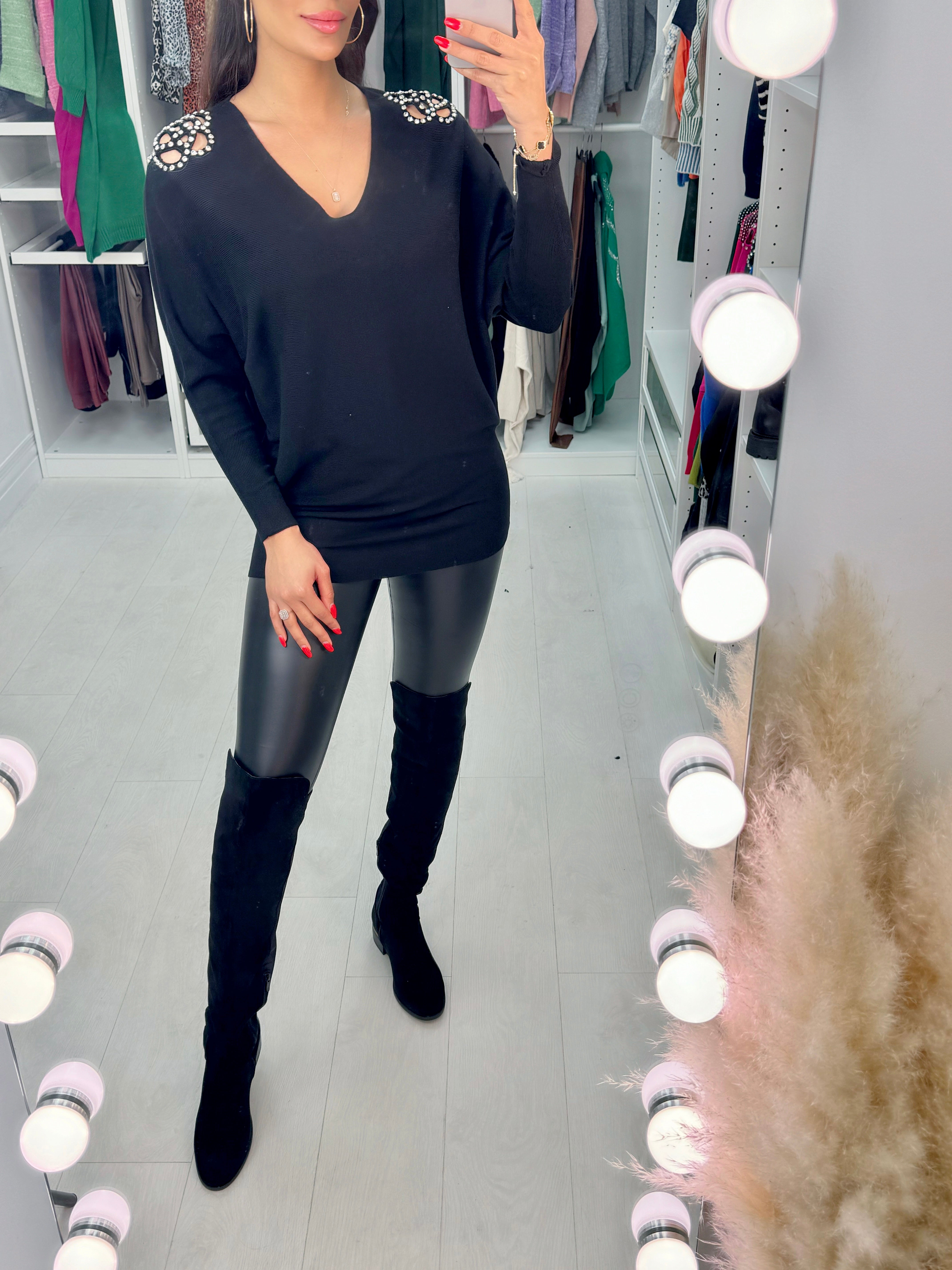 Harper Diamante Cut Out Detail Jumper