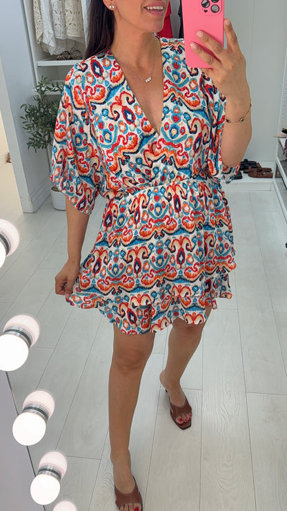 Basillia Abstract Print Loose Fit Midi Dress