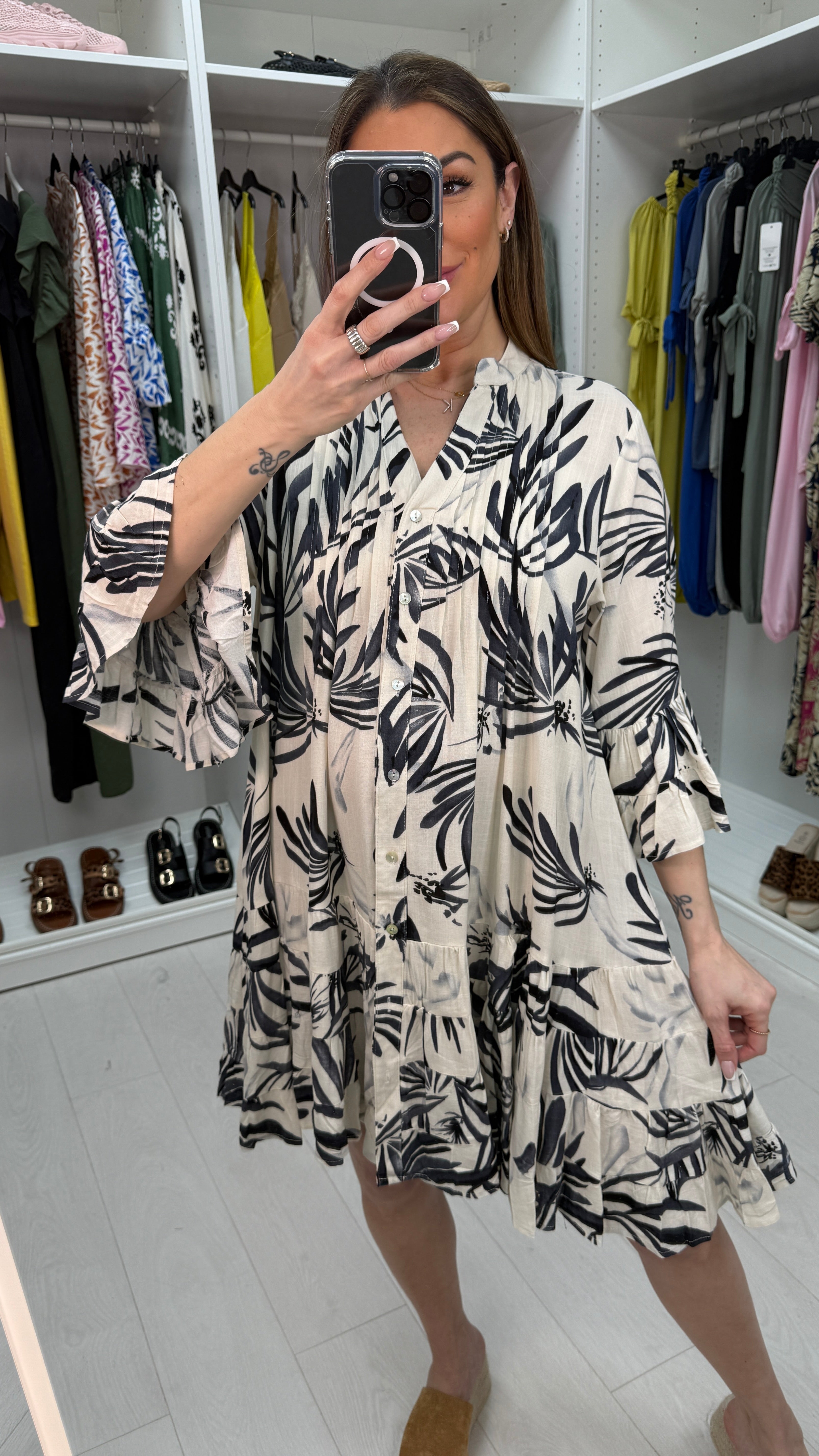 Heidy Frill Hem Smock Dress