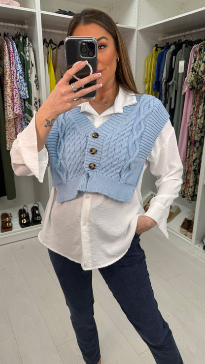 Yasmin 2-In-1 V Neck Knit Shirt