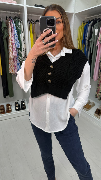 Yasmin 2-In-1 V Neck Knit Shirt