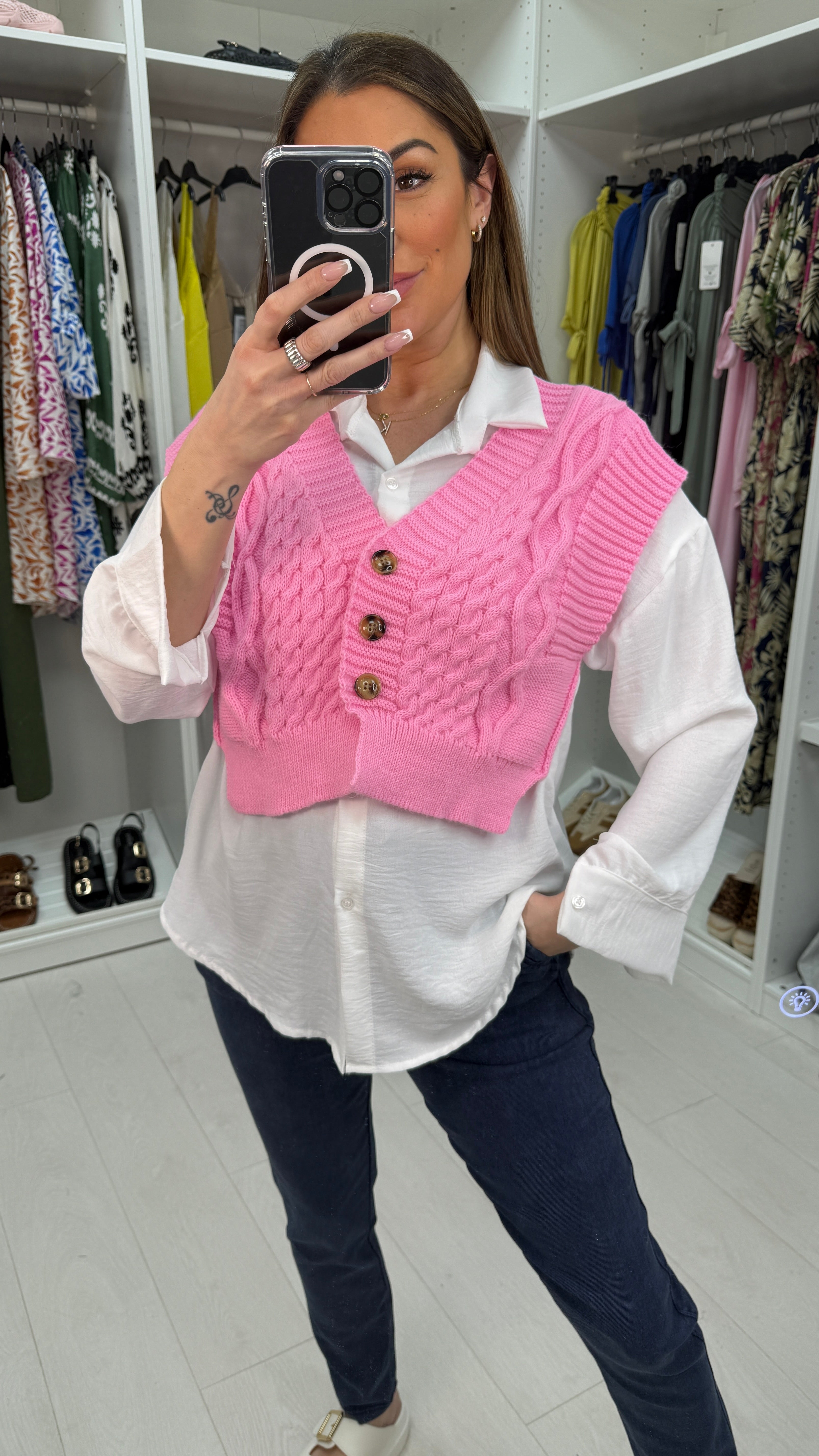 Yasmin 2-In-1 V Neck Knit Shirt