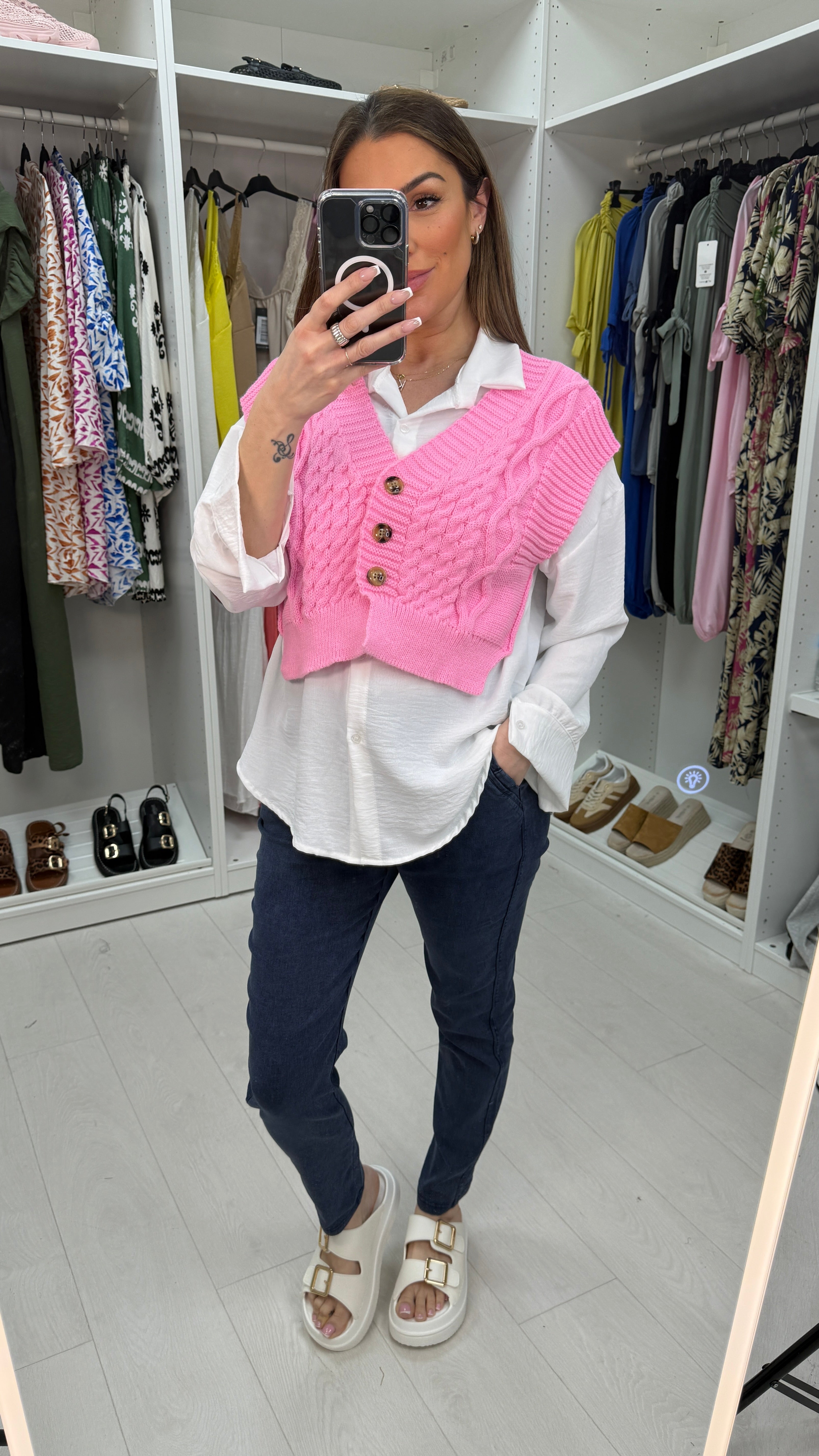 Yasmin 2-In-1 V Neck Knit Shirt