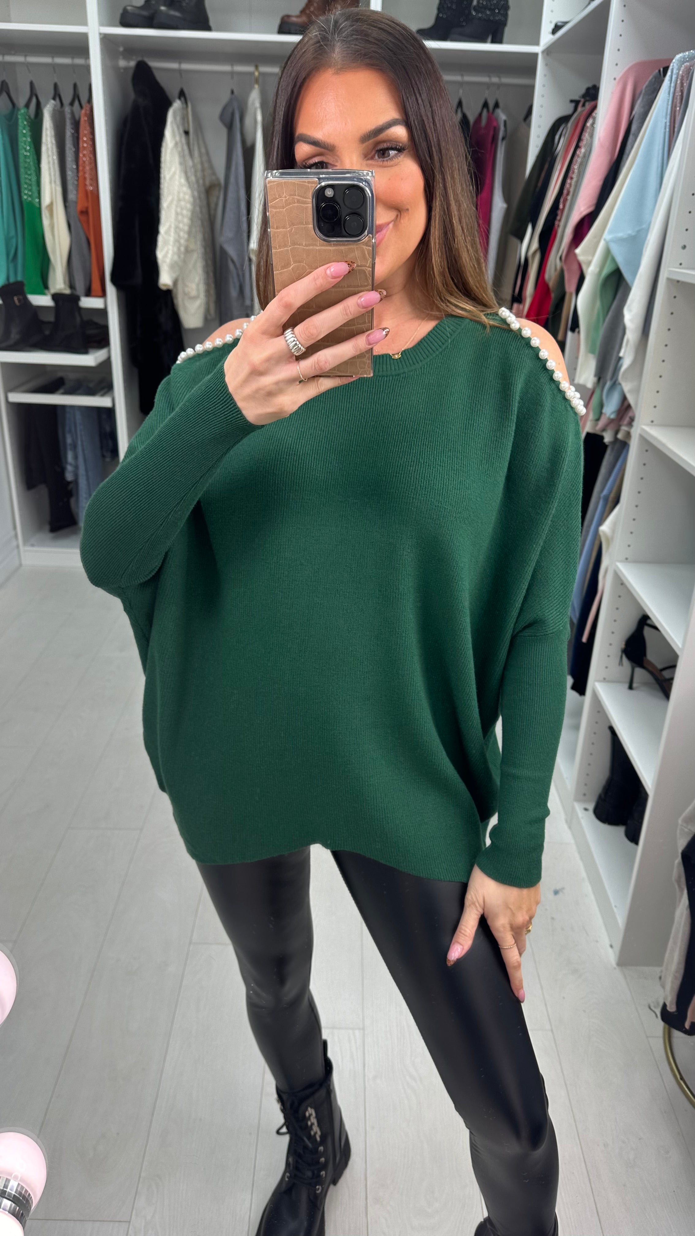Dorina Pearl Cold Shoulder Dip Hem Jumper