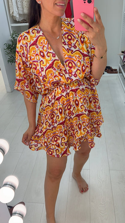 Basillia Abstract Print Loose Fit Midi Dress
