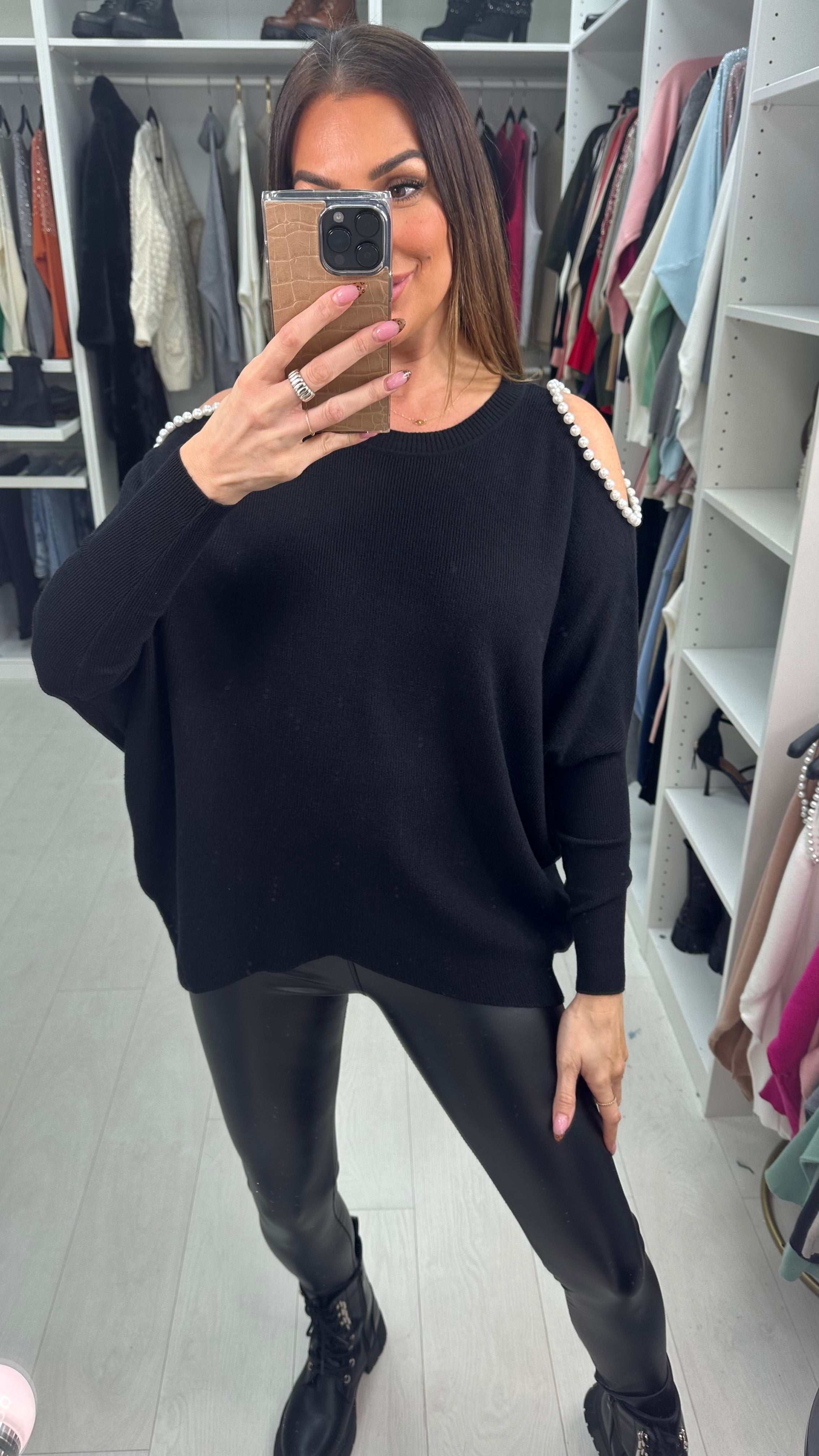 Dorina Pearl Cold Shoulder Dip Hem Jumper