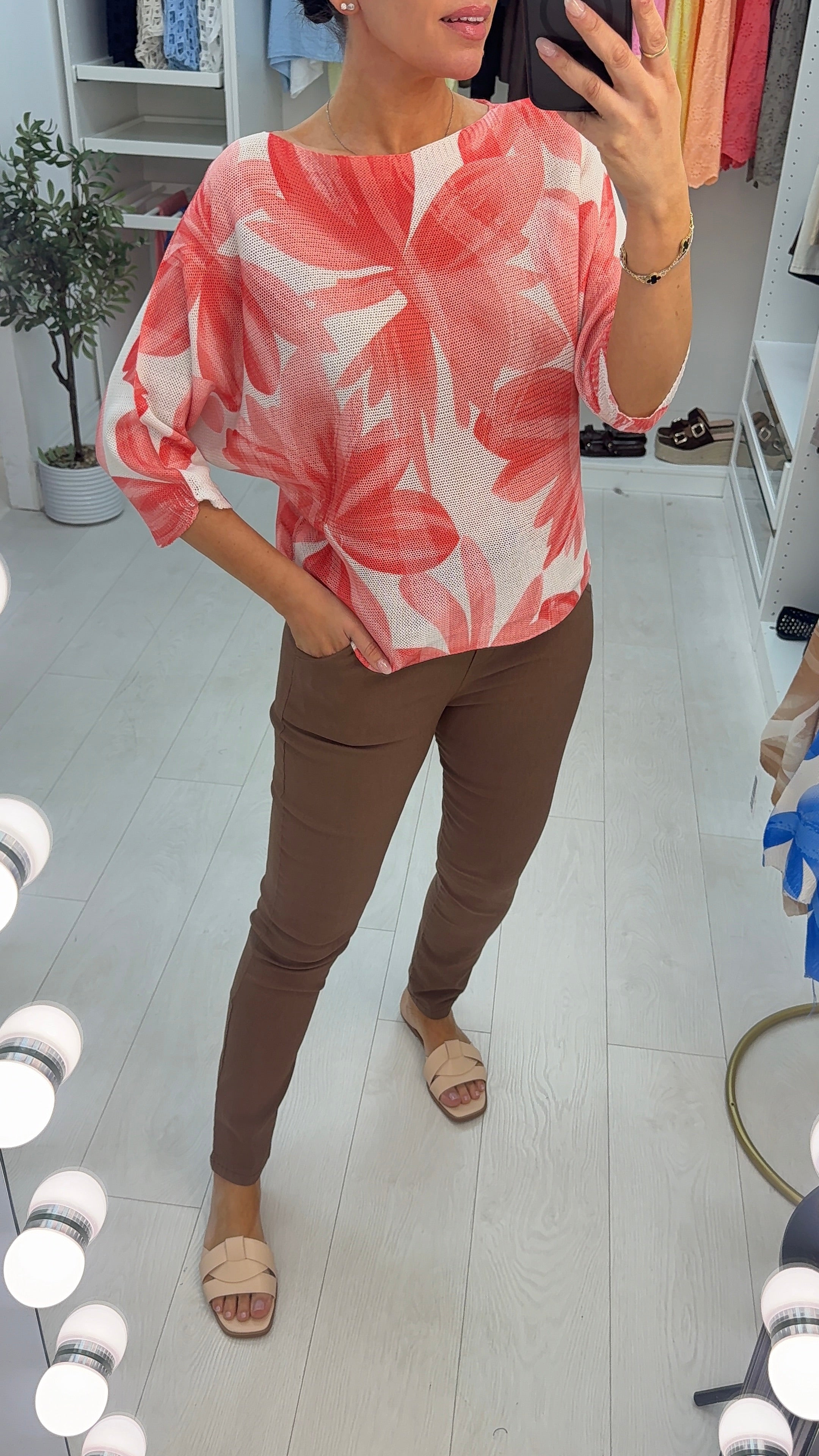 Liviana Abstract Print Batwing Top