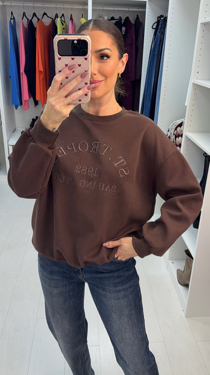 Orianna 'St Tropez' Embroidered Slogan Sweatshirt