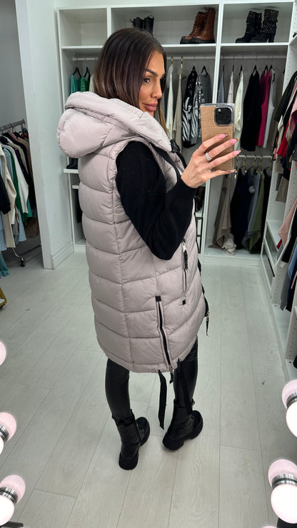 Katlyn Grey Oversized Puffer Gilet Coat