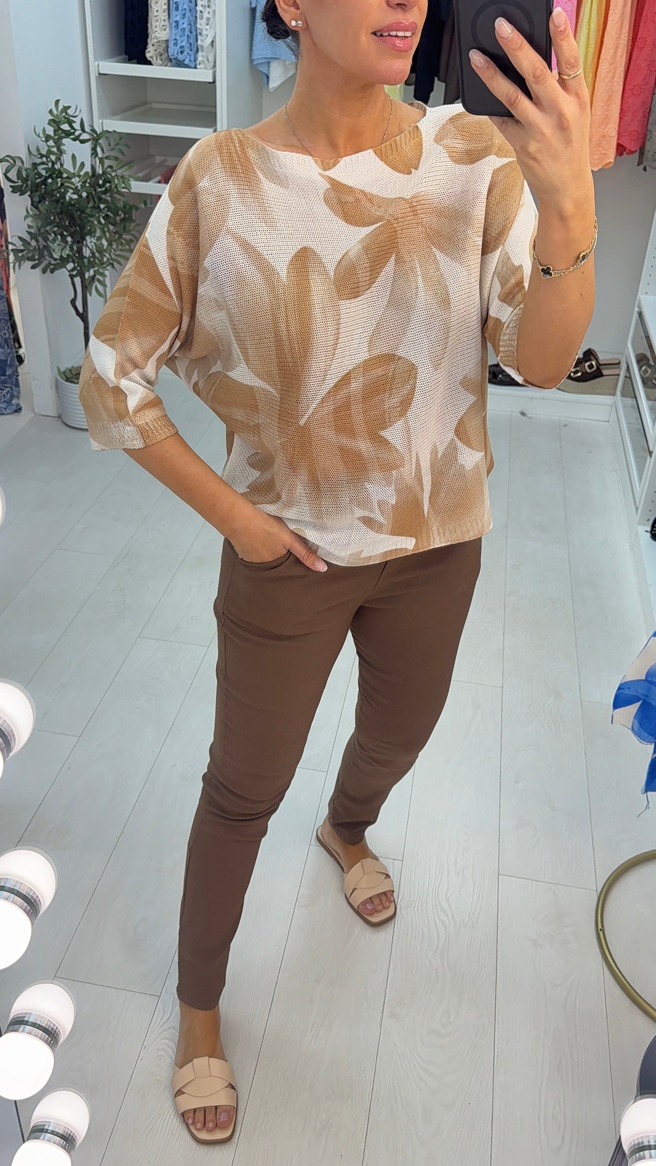 Liviana Abstract Print Batwing Top